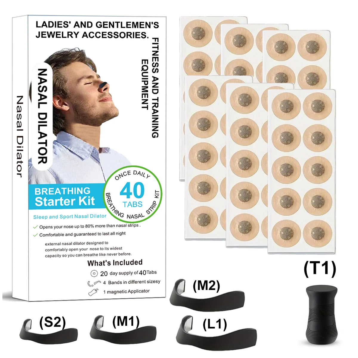 Outdoor fitness equipment-Nasal Dilator - Non-invasive Exercise/Daily Use Nasal Patch Comfortable Support Set: Magnetic Design.S